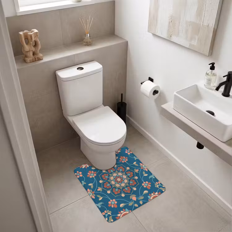 WC Vorleger - Blumen – Muster – Natur – Ornament – Blau — 6