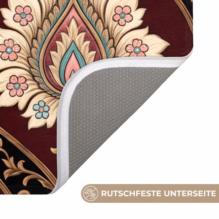 WC Vorleger - Muster – Blumenmotiv – Dekoration – Klassisch – Rot — 3