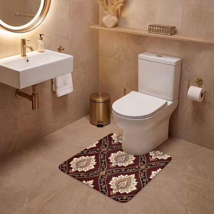 WC Vorleger - Muster – Blumenmotiv – Dekoration – Klassisch – Rot — 4