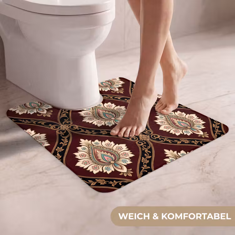 WC Vorleger - Muster – Blumenmotiv – Dekoration – Klassisch – Rot — 5
