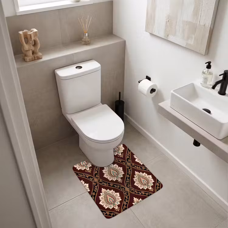 WC Vorleger - Muster – Blumenmotiv – Dekoration – Klassisch – Rot — 6