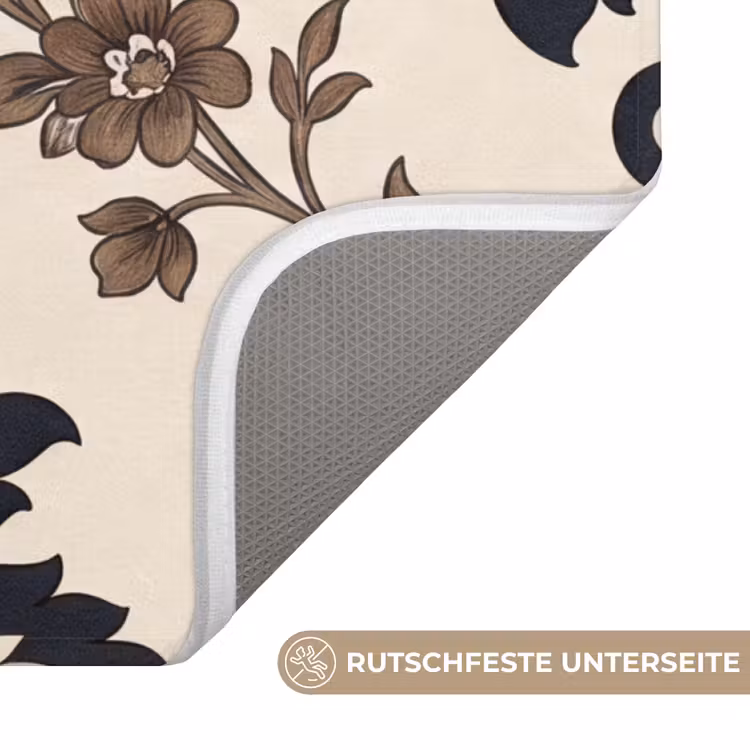 WC Vorleger - Muster – Blumenmuster – Klassisch – Beige-Blau — 3