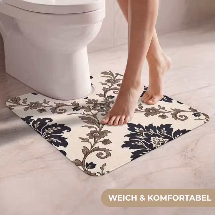 WC Vorleger - Muster – Blumenmuster – Klassisch – Beige-Blau — 5