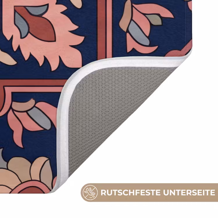 WC Vorleger - Muster – Orientalisch – Blumig – Blau – Klassisch — 3