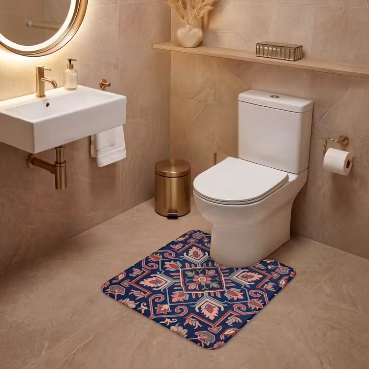 WC Vorleger - Muster – Orientalisch – Blumig – Blau – Klassisch — 4