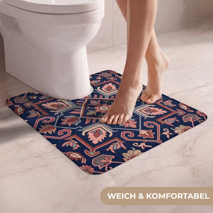 WC Vorleger - Muster – Orientalisch – Blumig – Blau – Klassisch — 5
