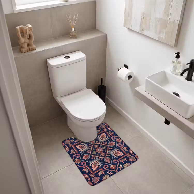 WC Vorleger - Muster – Orientalisch – Blumig – Blau – Klassisch — 6