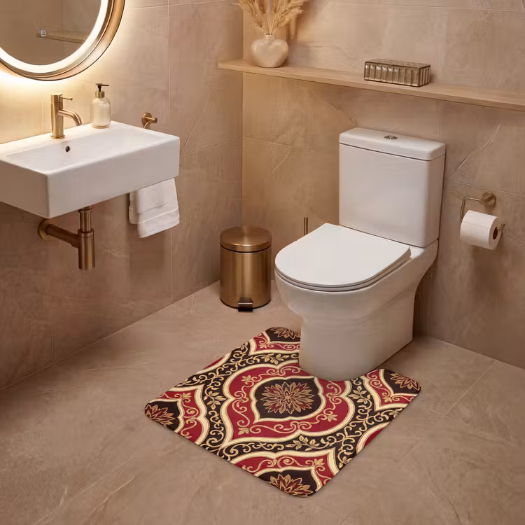 WC Vorleger - Muster – Ornament – Barock – Rot – Gold — 4