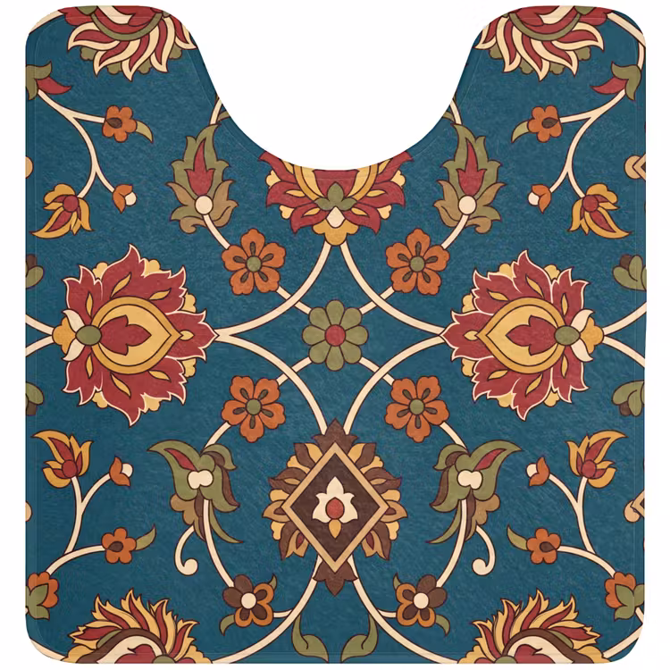 WC Vorleger - Ornament – Flora – Traditionell – Klassisch – Blaugrün — 1