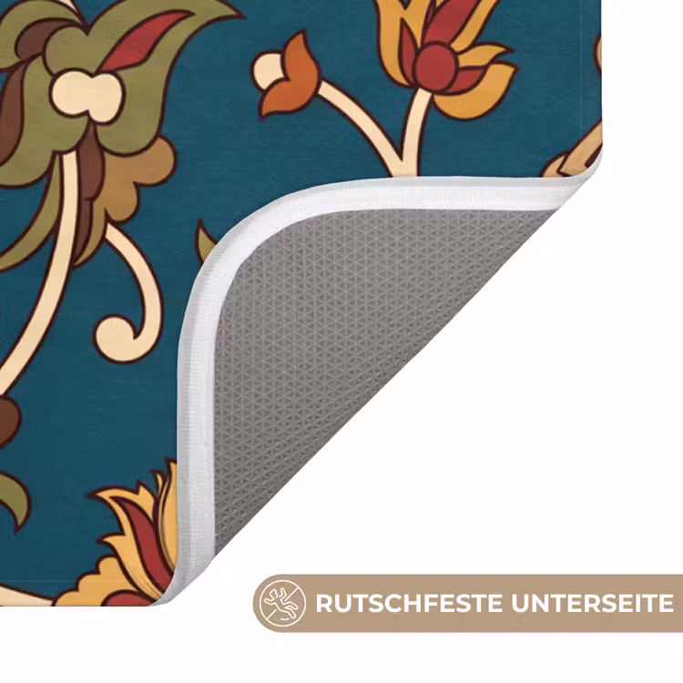 WC Vorleger - Ornament – Flora – Traditionell – Klassisch – Blaugrün — 3