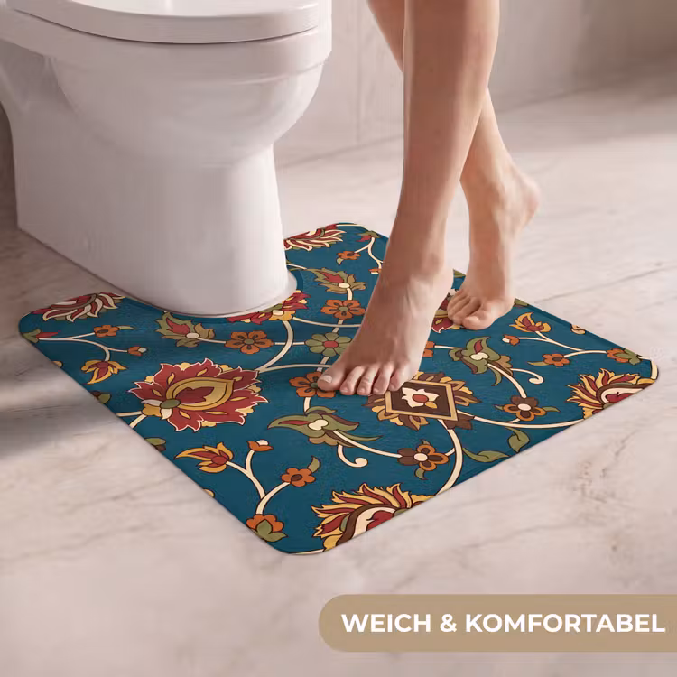 WC Vorleger - Ornament – Flora – Traditionell – Klassisch – Blaugrün — 5