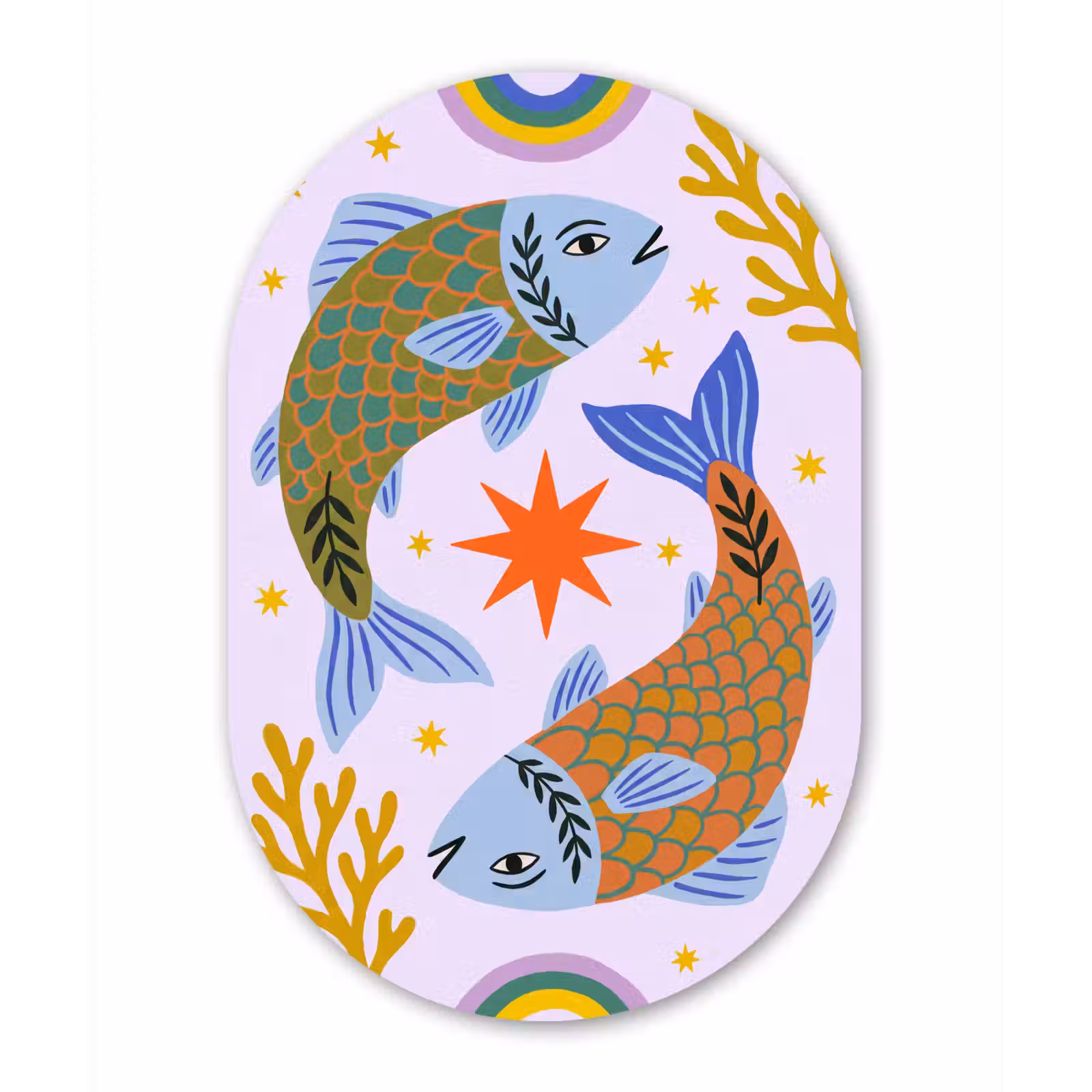 Alu-Dibond-Bild Oval - Fisch – Unterwasser – Tiere – Abstrakt – Farbenfroh — 1