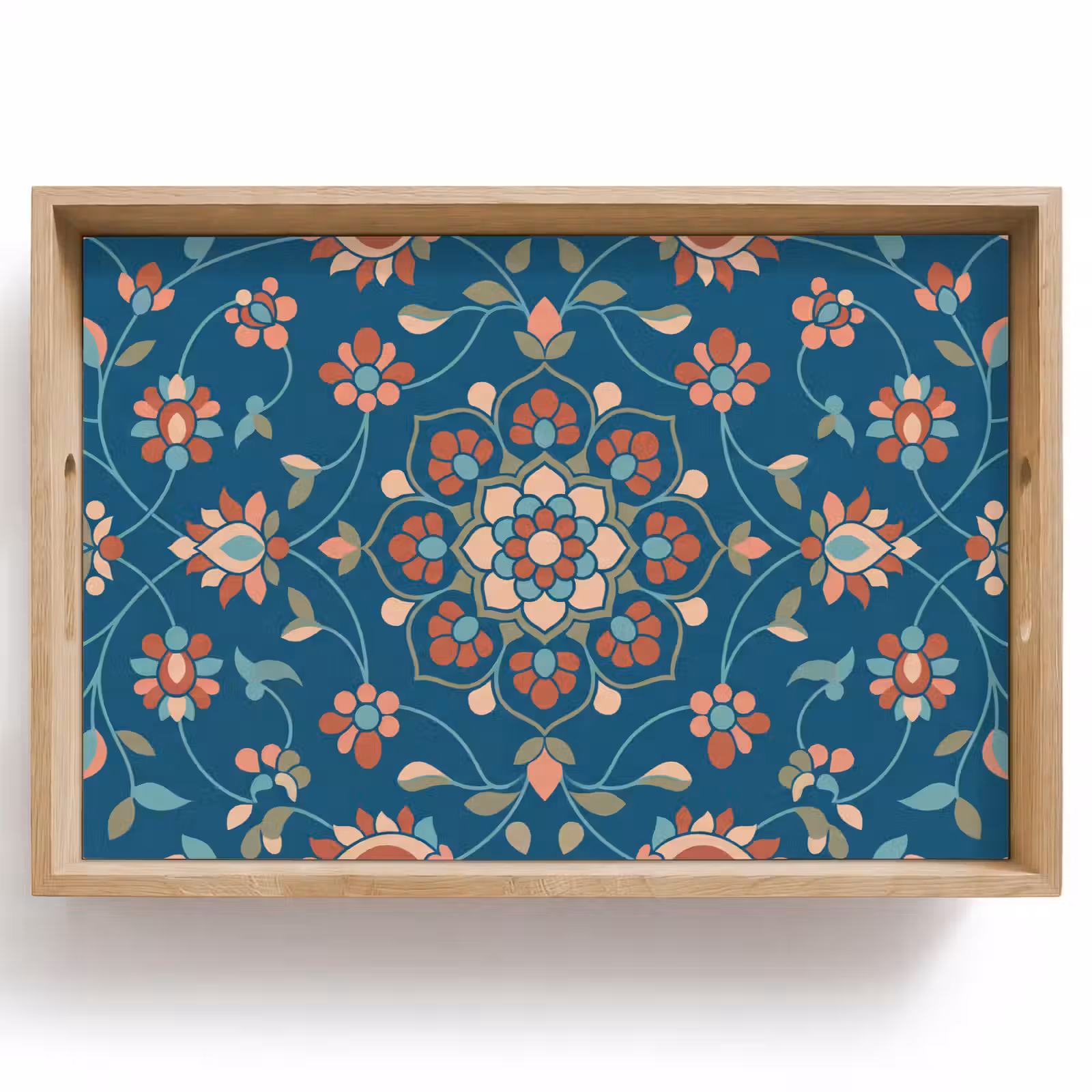 Tablett - Blumen – Muster – Natur – Ornament – Blau — 1