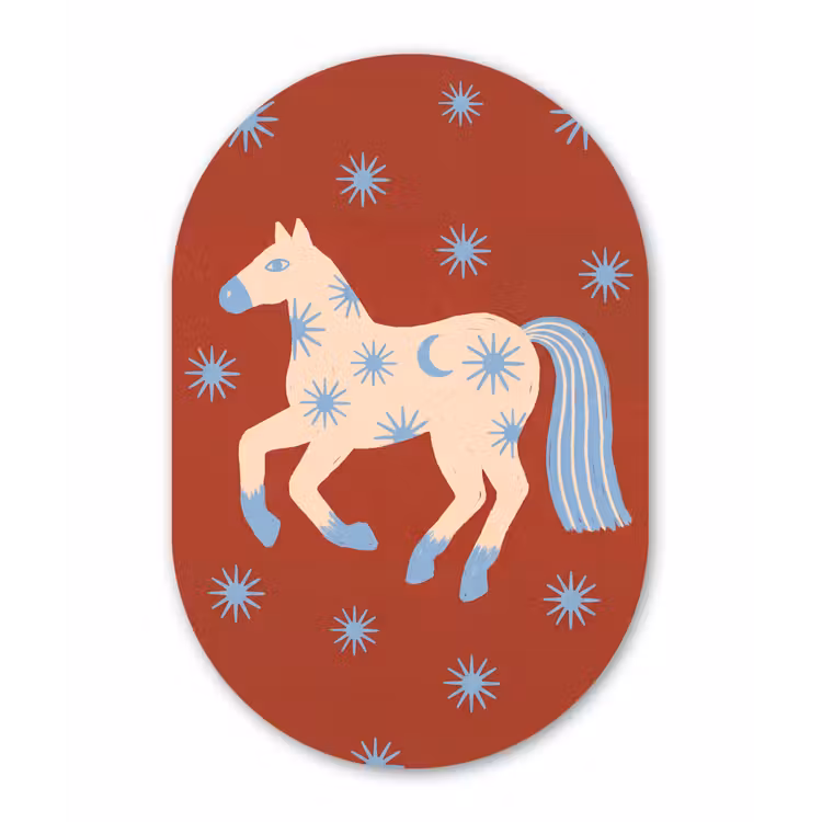 Alu-Dibond-Bild Oval - Tiere – Sterne – Mond – Abstrakt – Rot — 1