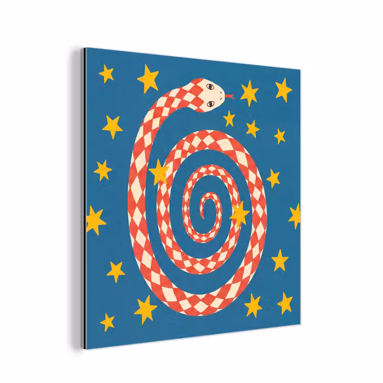 Alu-Dibond-Bild - Schlange – Spirale – Tiere – Illustration – Rot — 1