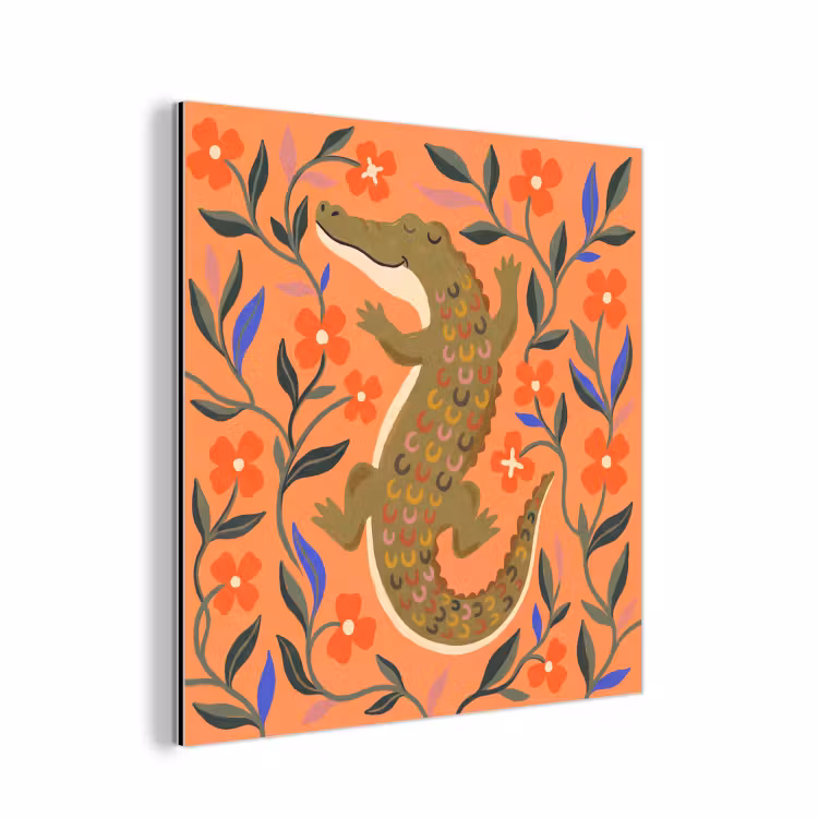 Alu-Dibond-Bild - Tiere – Blumen – Orange – Illustration – Natur — 1