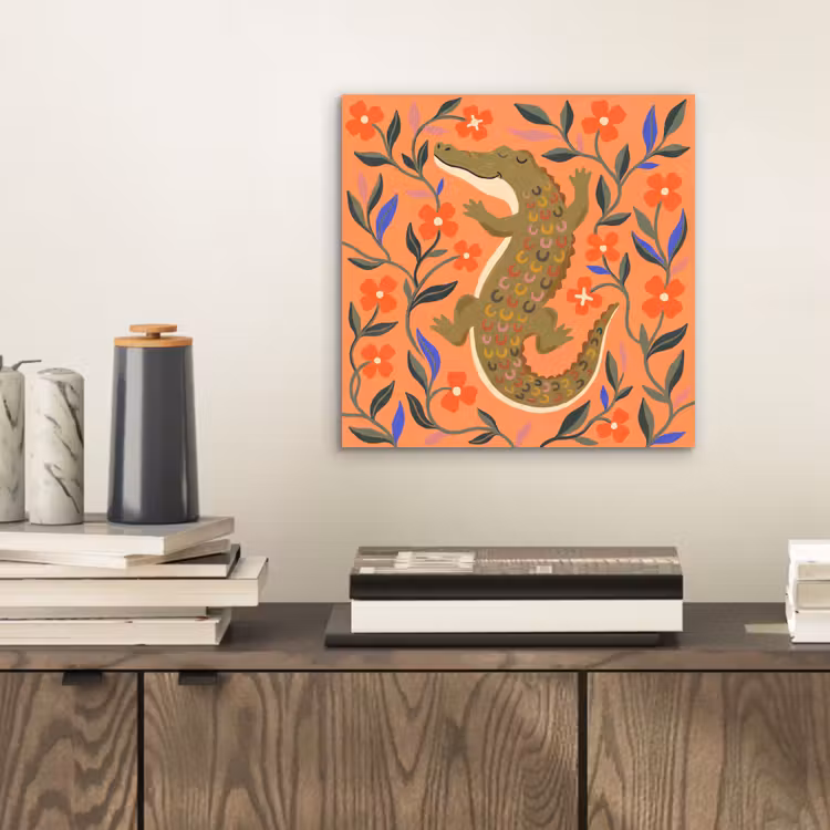 Alu-Dibond-Bild - Tiere – Blumen – Orange – Illustration – Natur — 2