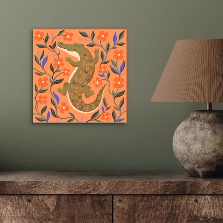 Alu-Dibond-Bild - Tiere – Blumen – Orange – Illustration – Natur — 3