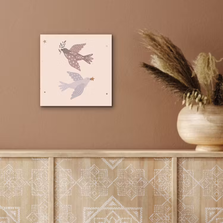 Alu-Dibond-Bild - Vogel – Beeren – Natur – Modern – Beige — 5