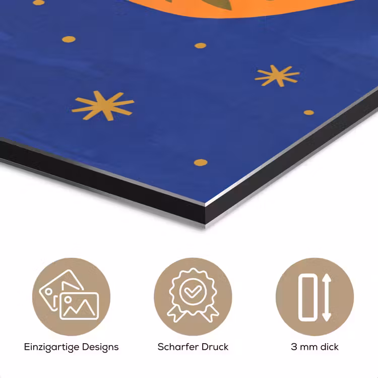 Alu-Dibond-Bild - Vogel – Blumen – Dekorativ – Orange – Blau — 7