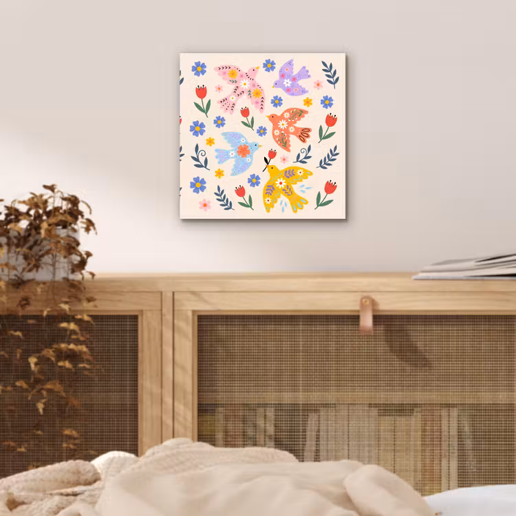 Alu-Dibond-Bild - Vögel – Blumen – Folk – Bunt – Tiere — 4