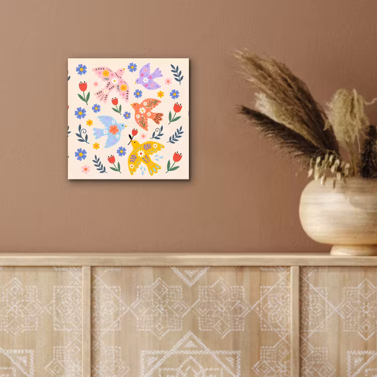 Alu-Dibond-Bild - Vögel – Blumen – Folk – Bunt – Tiere — 5