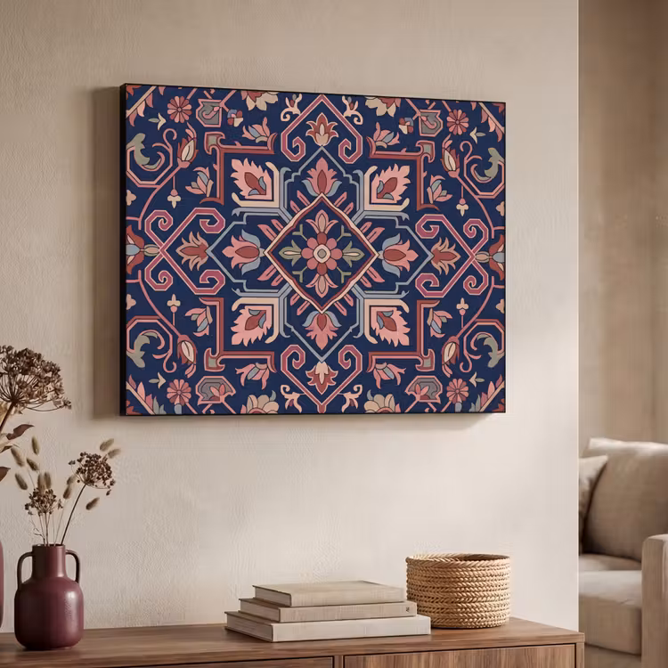 Art Frame - Muster – Orientalisch – Blumig – Blau – Klassisch — 3