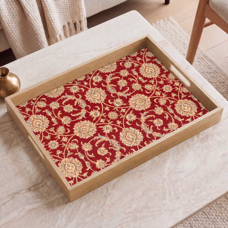 Tablett - Muster – Blume – Klassisch – Orientalisch – Rot — 2