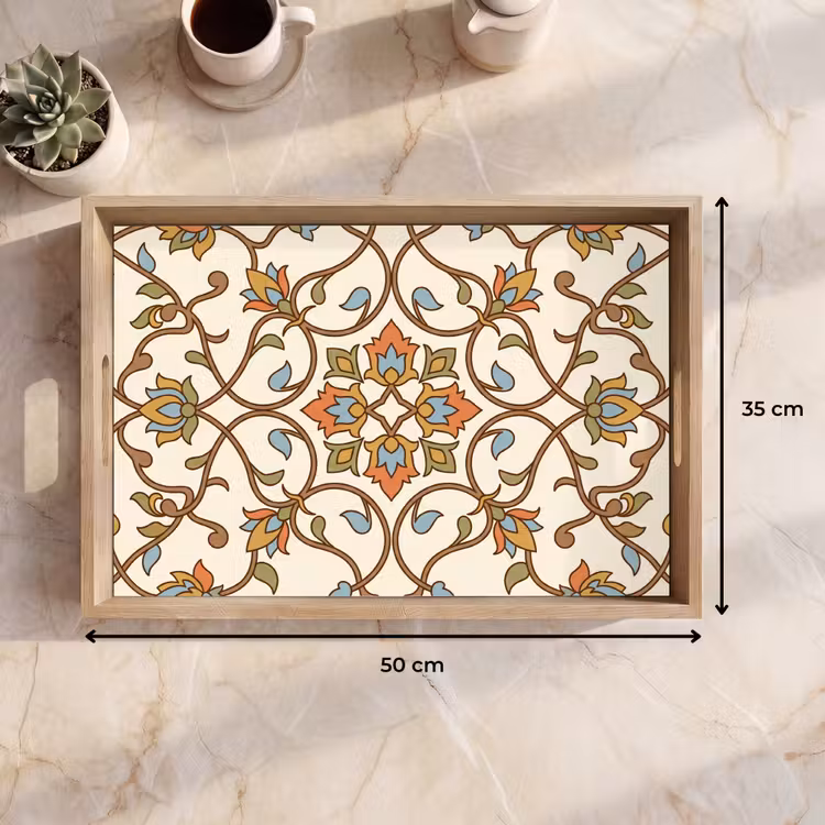 Tablett - Muster – Blumen – Ornament – Bunt — 9