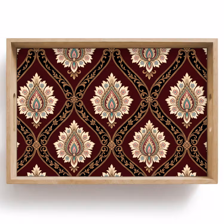 Tablett - Muster – Blumenmotiv – Dekoration – Klassisch – Rot — 1