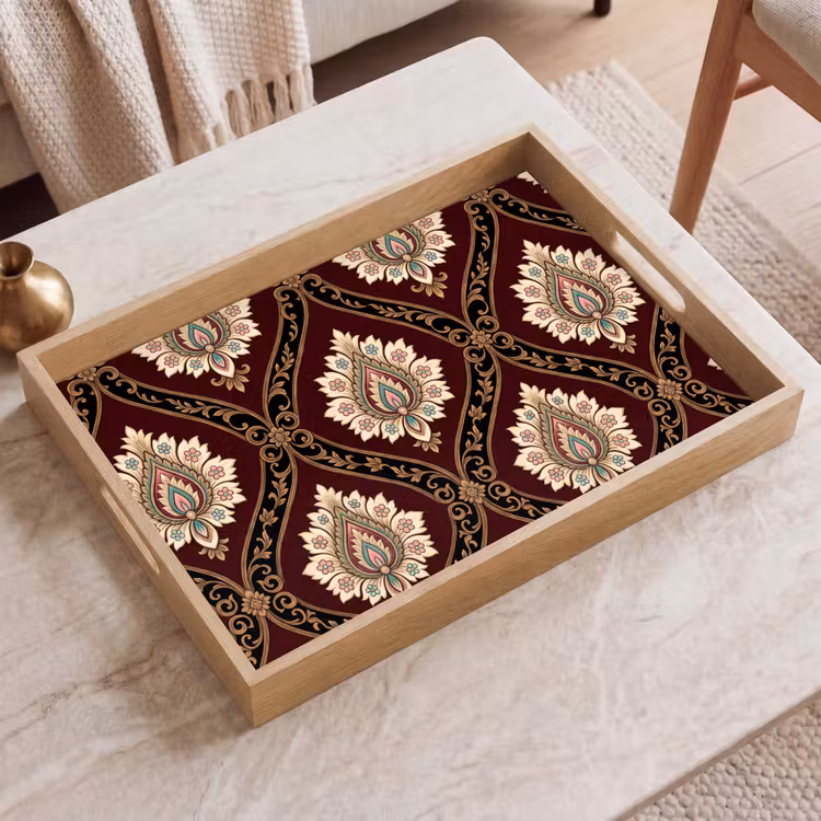 Tablett - Muster – Blumenmotiv – Dekoration – Klassisch – Rot — 2