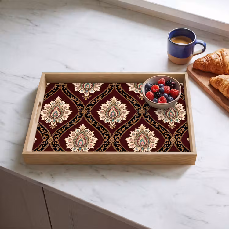 Tablett - Muster – Blumenmotiv – Dekoration – Klassisch – Rot — 4