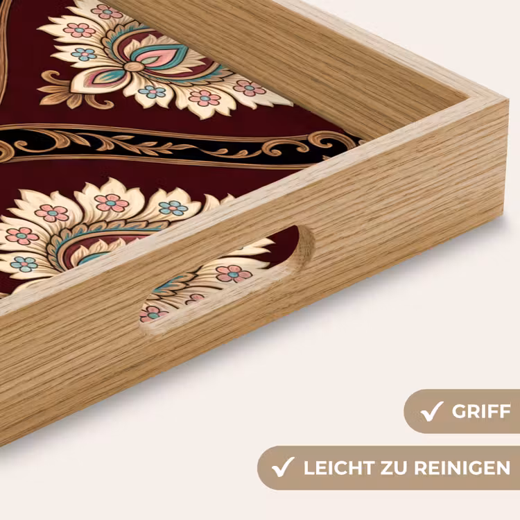 Tablett - Muster – Blumenmotiv – Dekoration – Klassisch – Rot — 5