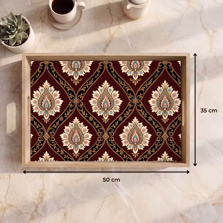 Tablett - Muster – Blumenmotiv – Dekoration – Klassisch – Rot — 9