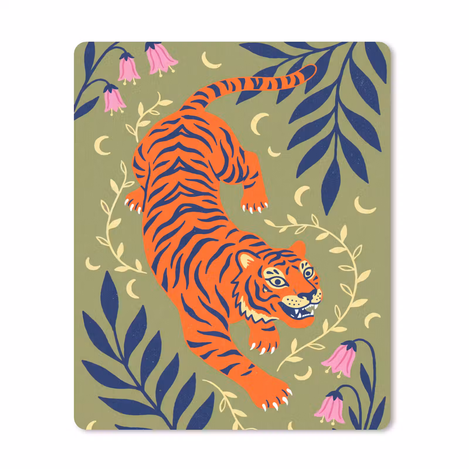 Mauspad - Tiger – Blätter – Tiere – Illustration – Orange — 1