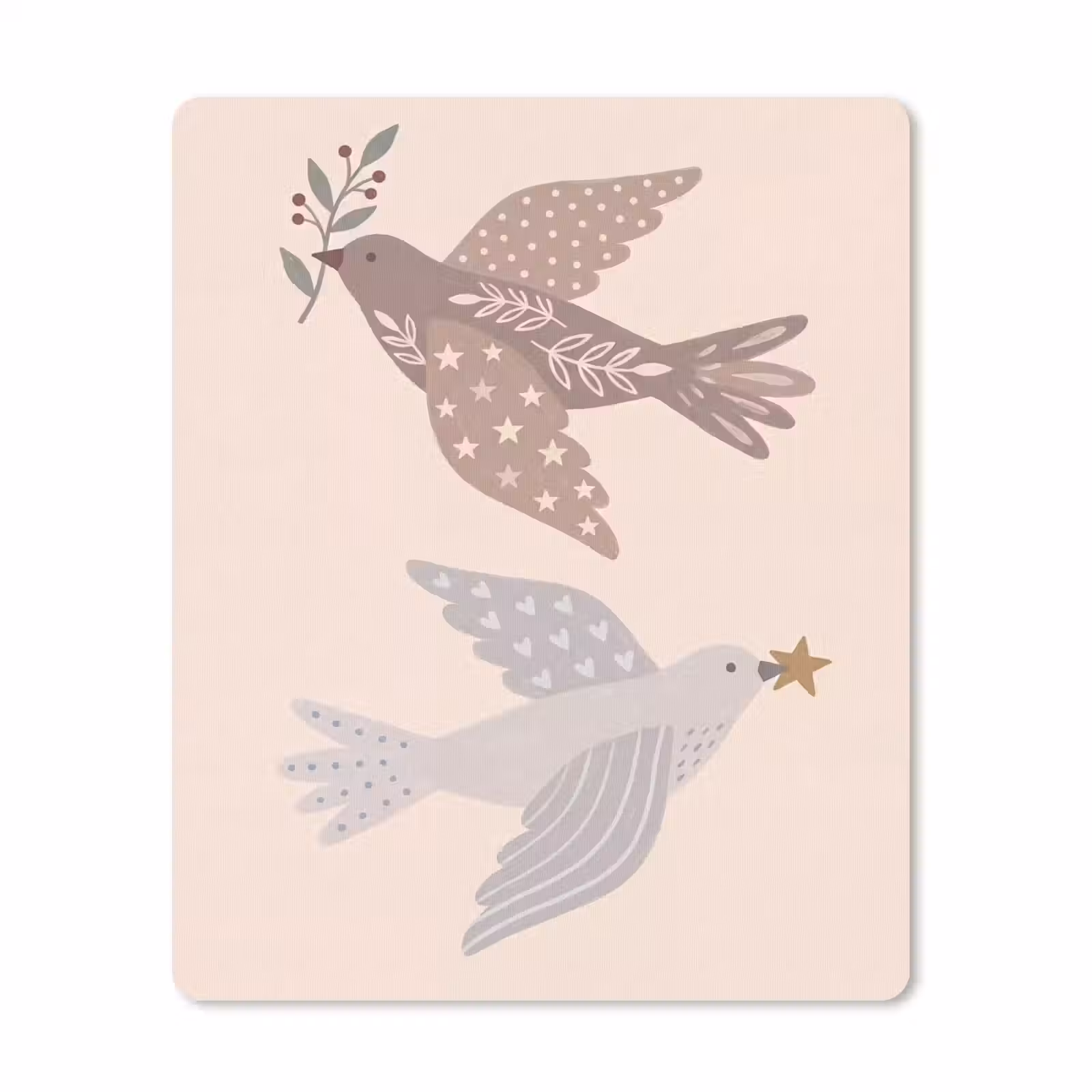 Mauspad - Vogel – Beeren – Natur – Modern – Beige — 1