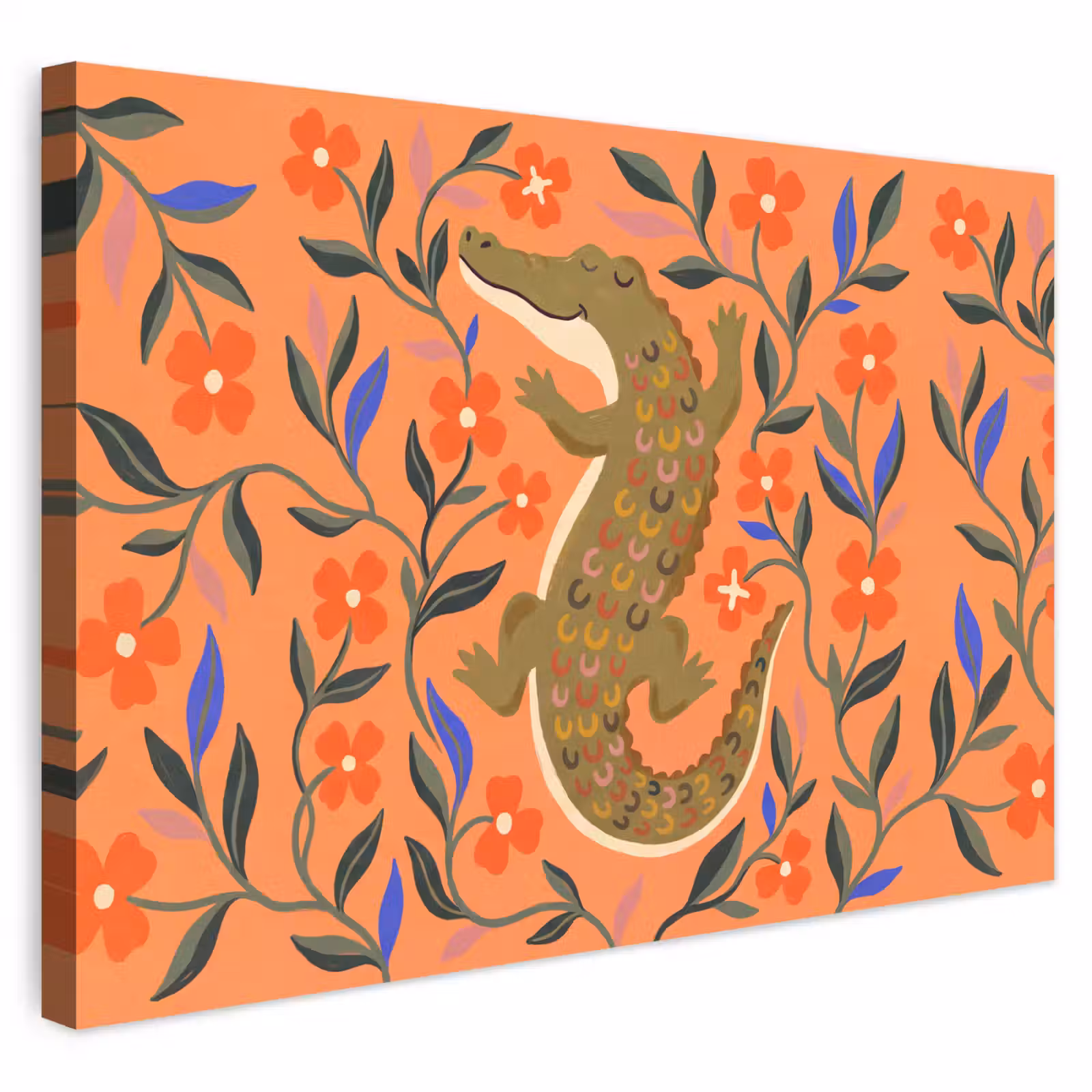 Outdoor Leinwand - Tiere – Blumen – Orange – Illustration – Natur — 1