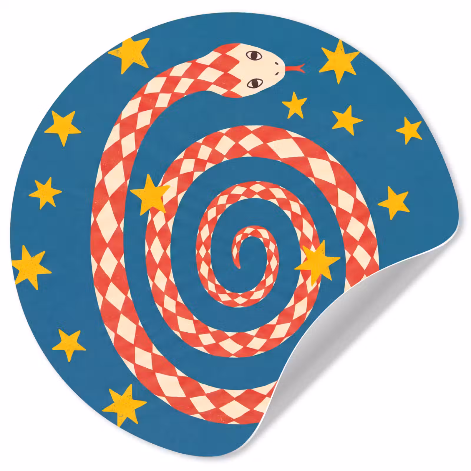 Runde Tapete - Schlange – Spirale – Tiere – Illustration – Rot — 1