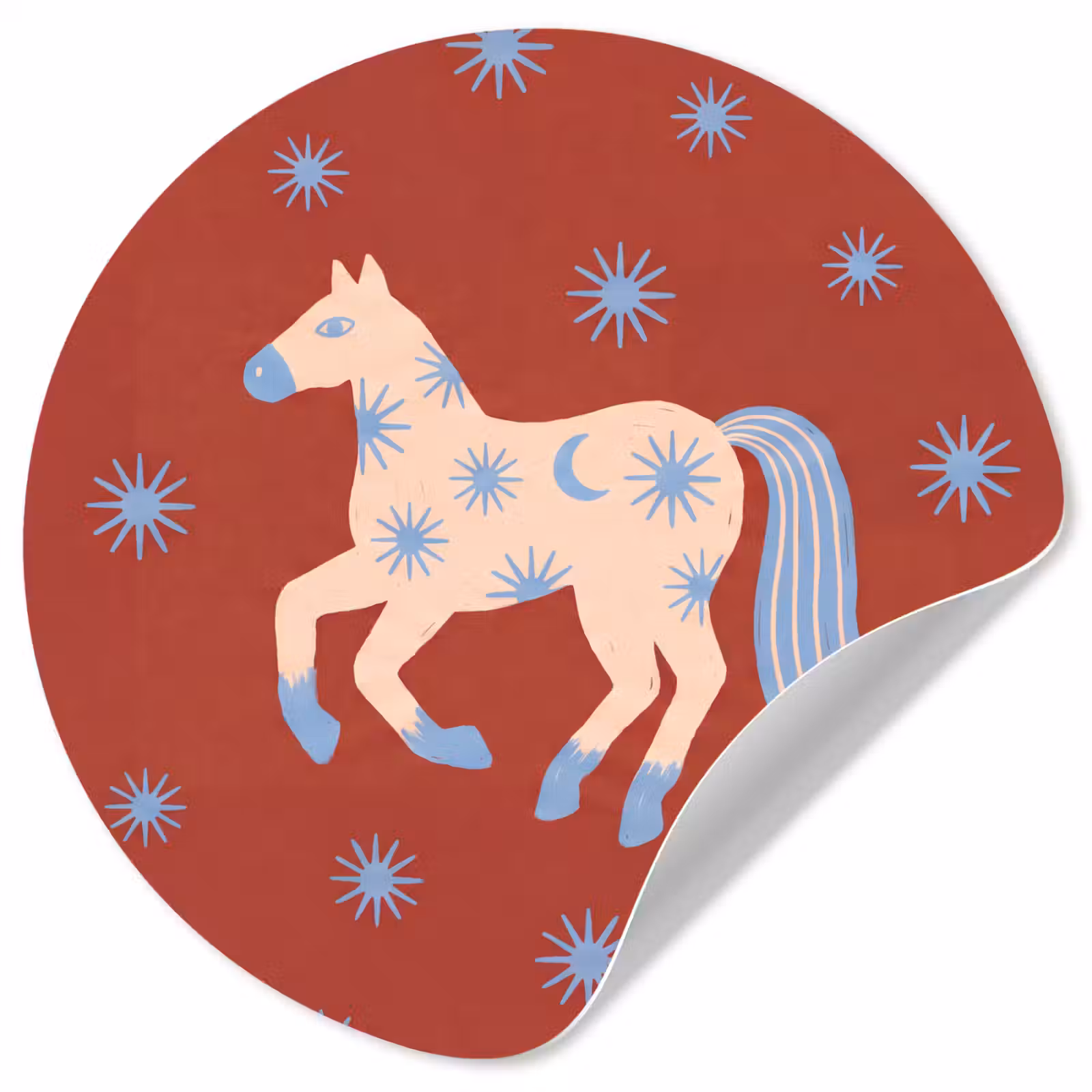 Runde Tapete - Tiere – Sterne – Mond – Abstrakt – Rot — 1