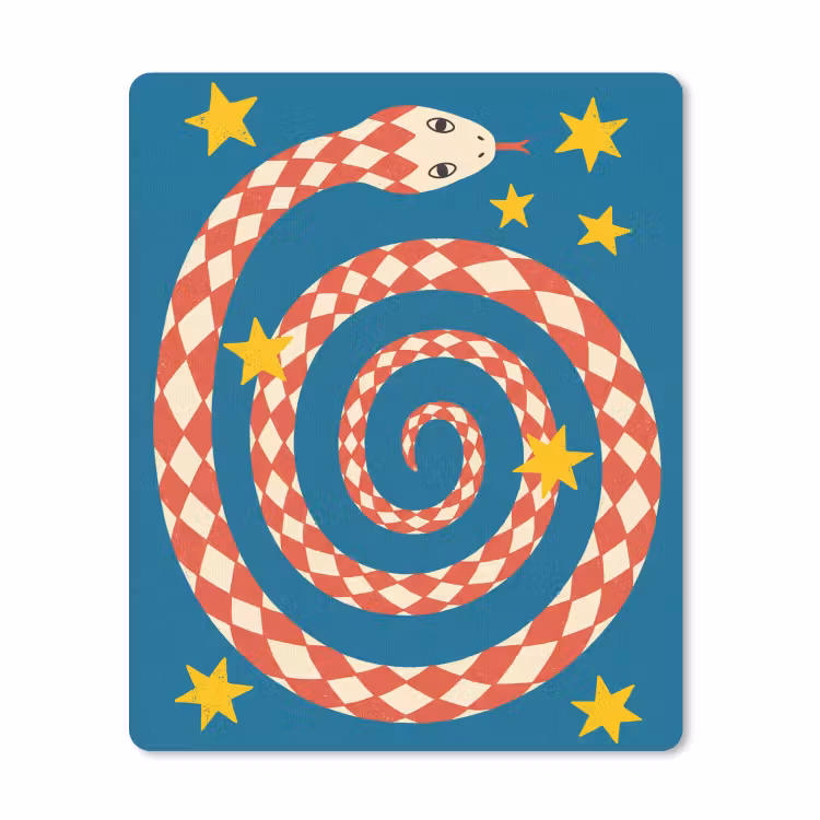 Mauspad - Schlange – Spirale – Tiere – Illustration – Rot — 1
