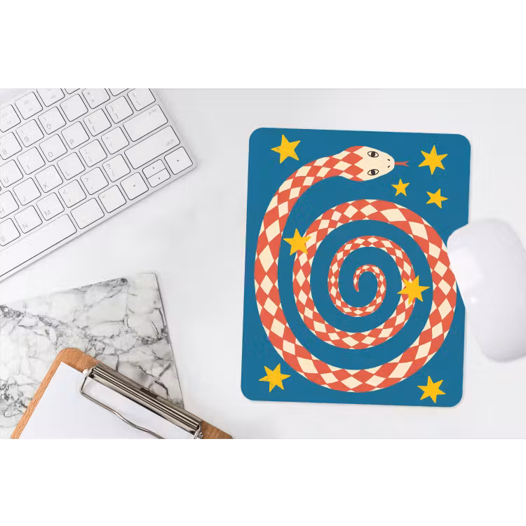 Mauspad - Schlange – Spirale – Tiere – Illustration – Rot — 4