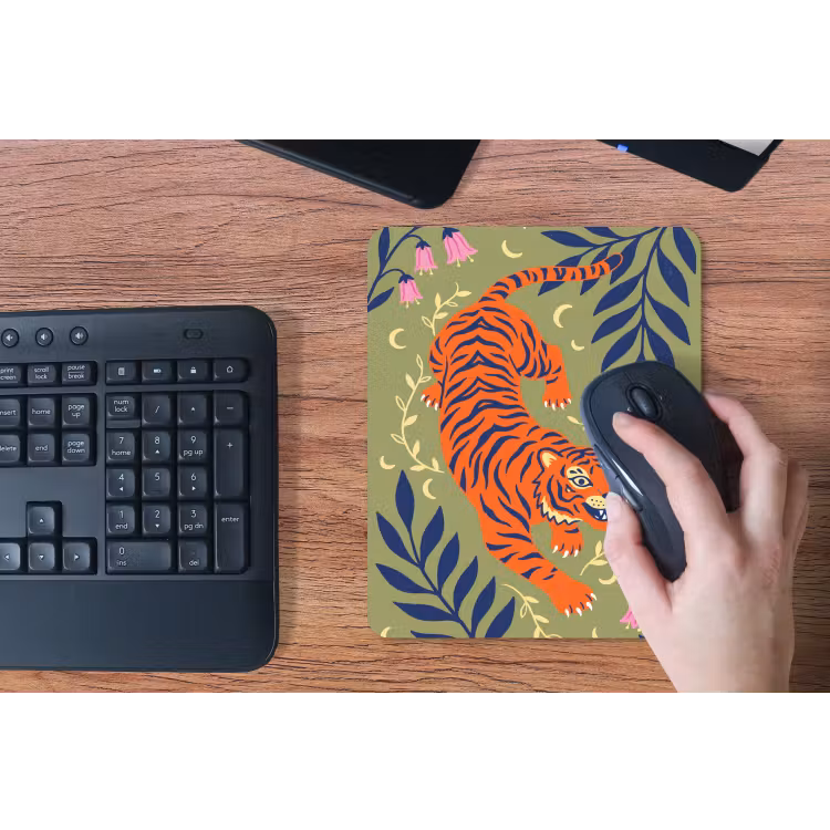 Mauspad - Tiger – Blätter – Tiere – Illustration – Orange — 3