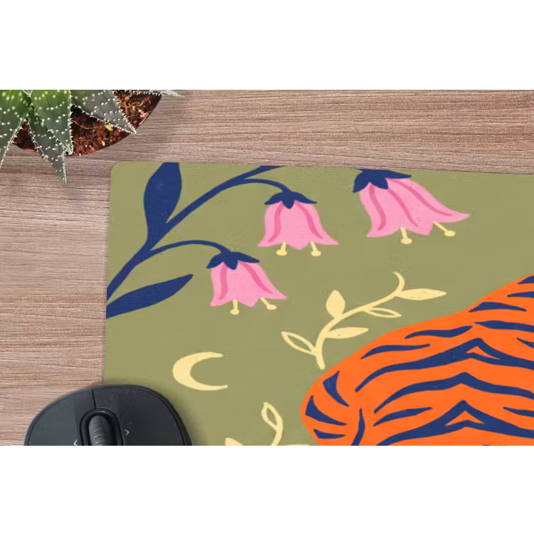 Mauspad - Tiger – Blätter – Tiere – Illustration – Orange — 5
