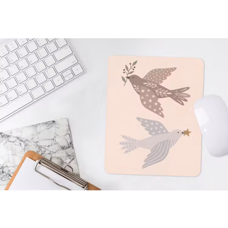 Mauspad - Vogel – Beeren – Natur – Modern – Beige — 4