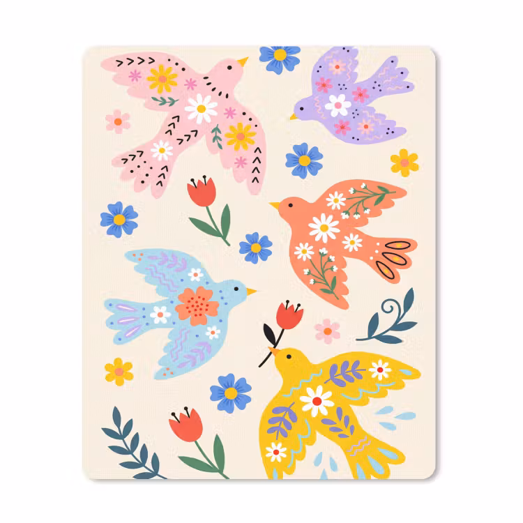Mauspad - Vögel – Blumen – Folk – Bunt – Tiere — 1