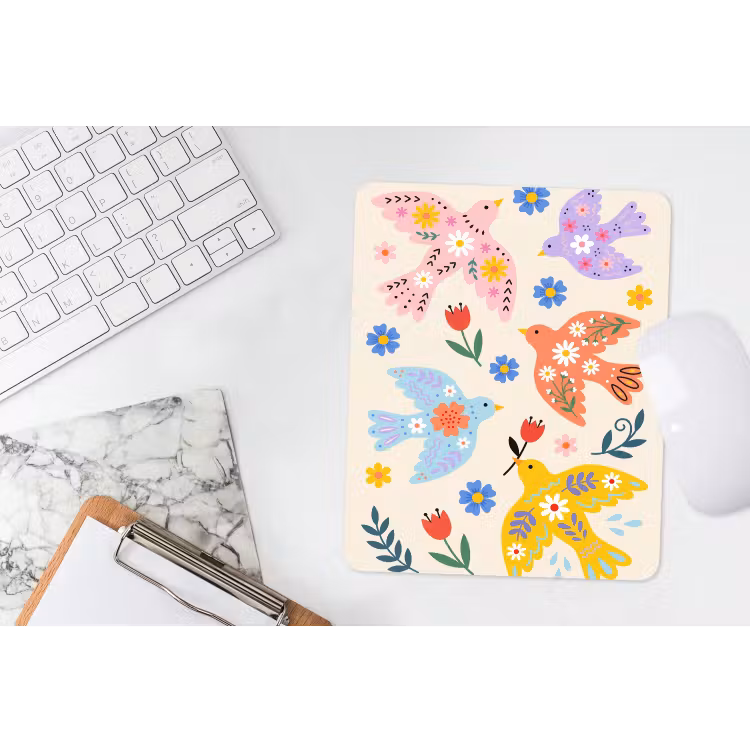 Mauspad - Vögel – Blumen – Folk – Bunt – Tiere — 4