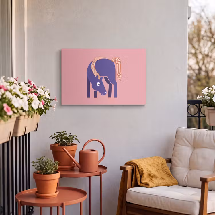 Outdoor Leinwand - Pferd – Abstrakt – Tiere – Modern – Blau — 3