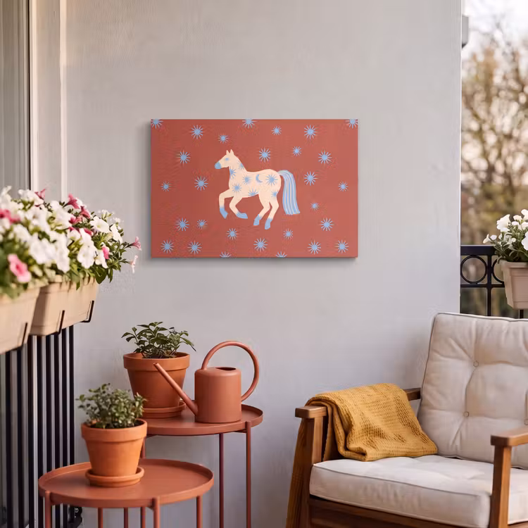 Outdoor Leinwand - Tiere – Sterne – Mond – Abstrakt – Rot — 3