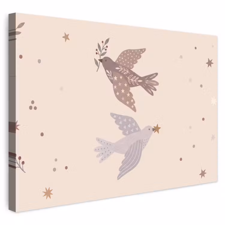 Outdoor Leinwand - Vogel – Beeren – Natur – Modern – Beige — 1