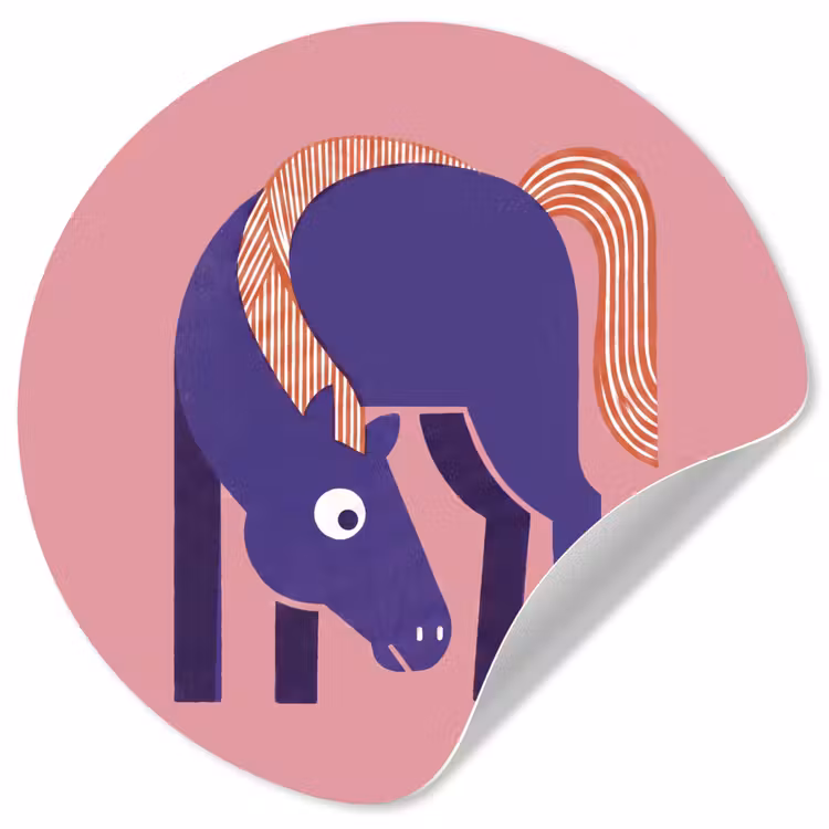 Runde Tapete - Pferd – Abstrakt – Tiere – Modern – Blau — 1